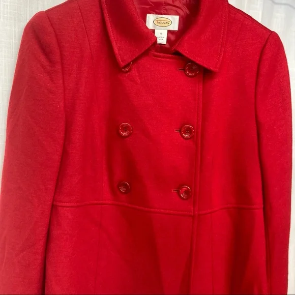 Talbots Red Wool Double-Breasted Coat Size 4 - Picture 6 of 7